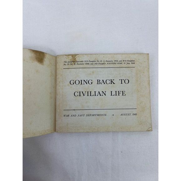 1945 WWII Ruptured Duck Honorable Discharge Booklet Going Back to Civilian Life - Picture 5 of 10